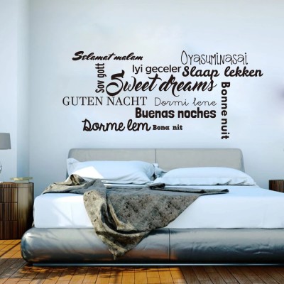 SnappyVinyl 100 cm Sweet Dream Good Night In Different Languages Self Adhesive Sticker(Pack of 1)