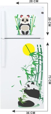 SAI DESIGNS 36 cm panda with bamboo refrigerator design(36x101) Self Adhesive Sticker(Pack of 1)