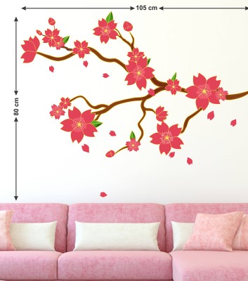 LANSTICK 91.44 cm FLOWERS WALL STICKERS Self Adhesive Sticker(Pack of 1)