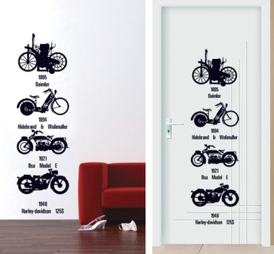 SmartWindow 50 cm Vintage Motorcycle Bike Kids Self Adhesive Home Décor Wallsticker (50CM x 70CM) Self Adhesive Sticker(Pack of 1)
