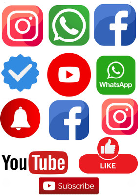 Printlive 1.5 inch Social media icon Self Adhesive Sticker(Pack of 1)