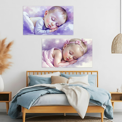 WallDaddy 40 inch baby wall stickers Cute Baby Wallpaper For Bedroom Wall Posters Big Size 2 Baby Self Adhesive Sticker(Pack of 2)