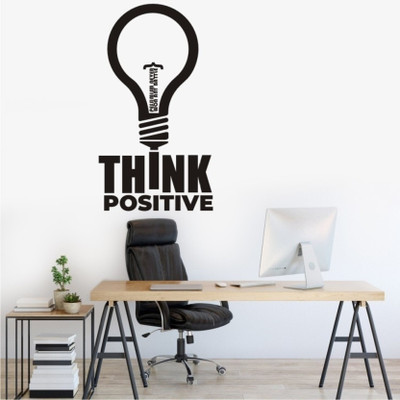 SnappyVinyl 30 cm Think Positive Inspirational Motivational Quote Self Adhesive Sticker(Pack of 1)