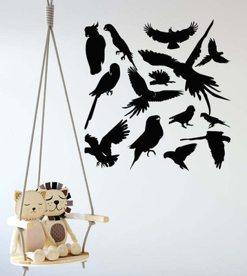 SnappyVinyl 33 cm Silhouettes Flying Birds Pattern Self Adhesive Sticker(Pack of 1)