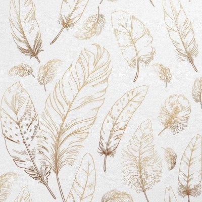 FOKRIM 300 cm gold white feather 45x300 Self Adhesive Sticker(Pack of 1)