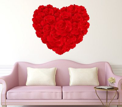 Iyla Myla 60 cm Red Heart Self Adhesive Sticker(Pack of 1)