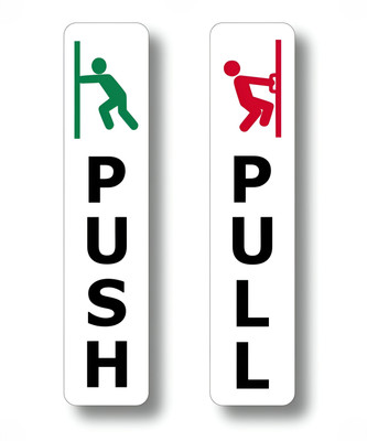 Printlive 17 cm Push Pull Door Sign Board Set – Waterproof, 17.05 x 5.03 cm, Self Adhesive Sticker(Pack of 1)
