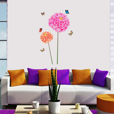 walkart 2.54 cm beautiful butterflies sucking honey from flora Removable Sticker(Pack of 1)