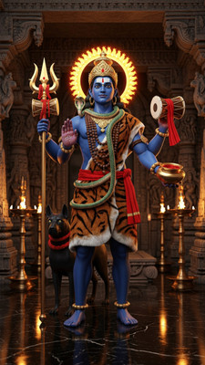 swaroopa 16.5 inch Shiv Shankar Sticker Self Adhesive Sticker(Pack of 1)