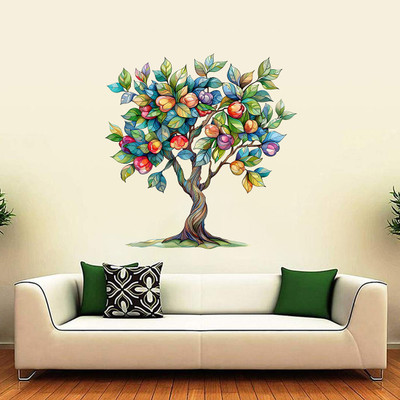 EXO DECOR 18 inch Trendy Design Tree Wall Sticker For Living Room, Home Decorative, Hall ED_1269 Self Adhesive Sticker(Pack of 1)