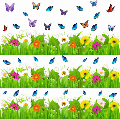 SkyOlla 69 cm Grass Wall Sticker – Self Adhesive Vinyl Décor for Kids’ Room, Nursery Room Self Adhesive Sticker(Pack of 1)