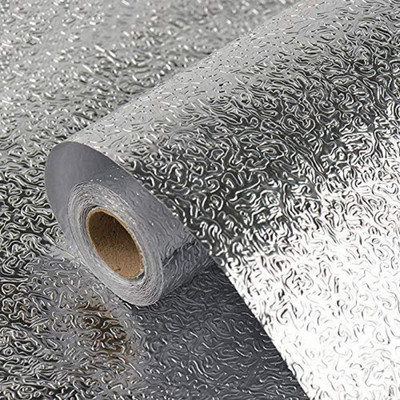 Shelzi 100 cm Self Adhesive Waterproof Aluminum Foil Kitchen Sticker Wallpaper Oil Proof Roll Self Adhesive Sticker(Pack of 1)