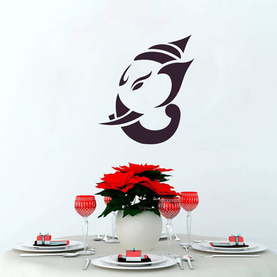 Volxo 140 cm Designable “Beautifull Black Ganesha Face “ Decorative Wall Sticker Self Adhesive Sticker(Pack of 1)