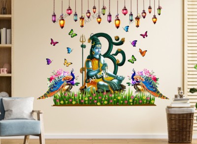 DivineDesigns 72 cm Shiv Shambhu Butterfly Peacock Wall Sticker Self Adhesive Sticker(Pack of 1)