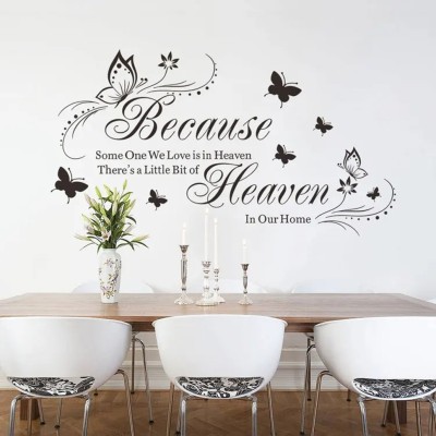 SnappyVinyl 42 cm Art English Because butterflies Wall sticker Self Adhesive Sticker(Pack of 1)