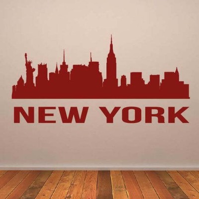 Xskin 59 cm New York USA Manhattan Cityscape Skyline Self Adhesive Sticker(Pack of 1)