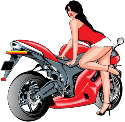 Vijaya enterprises 61 cm Red bike with girl wall sticker self adhesive for home sticker size (61x61 cm ) Self Adhesive Sticker(Pack of 1)