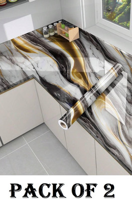 SIRTERIQ 400 cm Oil Proof & Waterproof Self-adhesive Removable Stickers For Kitchen Self Adhesive Sticker(Pack of 2)