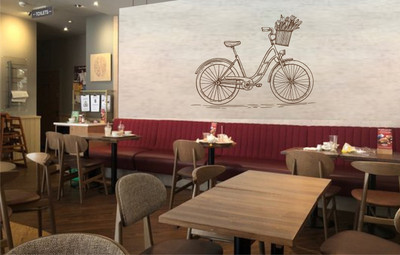 SD DECALS 60 cm Design Décor Line Art Biclye Wall Sticker For Café & Reastaurant Self Adhesive Sticker(Pack of 1)