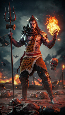 swaroopa 16.5 inch Shiv Shankar Sticker Self Adhesive Sticker(Pack of 1)