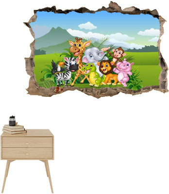 SmartWindow 40 cm Cartoon Animal Design Self Adhesive Peel & Stick Wall Sticker (60CM x 40CM) Self Adhesive Sticker(Pack of 1)