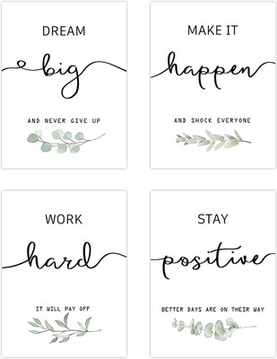 INDOART NET 48 cm Set of 4 Inspirational Wall Art Office Decor, Motivational | HD Wall Décor Self Adhesive Sticker(Pack of 4)