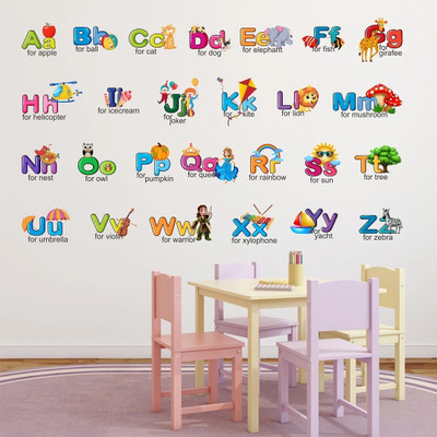 Wallme 120 cm Alphabets | Non-Reusable Stickers Self Adhesive Sticker(Pack of 1)