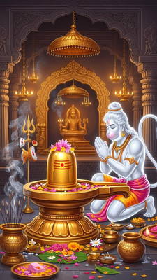 swaroopa 16.5 inch Hanuman Ji sticker Self Adhesive Sticker(Pack of 1)