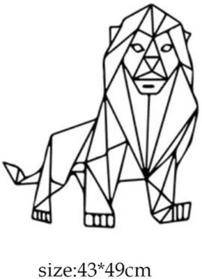 SnappyVinyl 30 cm Geometric Abstract Line Lion Self Adhesive Sticker(Pack of 1)