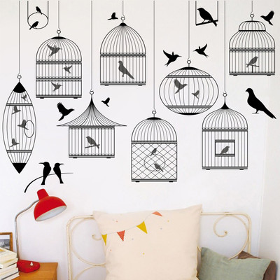 Divine studio 57 cm Trends Littlebuds Birds Cage Wall stickers Self Adhesive Sticker(Pack of 1)
