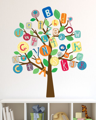 MIIKOR 100 cm Alphabet Tree | Non-Reusable Stickers Self Adhesive Sticker(Pack of 1)