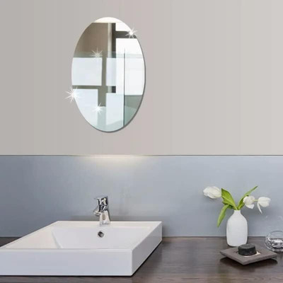 Sahaj Enterprise 30 cm Flexible Mirror Sheets Self-Adhesive Plastic Mirror Tiles Non-Glass Mirror Self Adhesive Sticker(Pack of 1)
