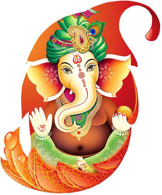 VCREATE DECOR 50 cm Ganeshji Wall Sticker & Decal Size -( 50 cm x 43 cm ) Self Adhesive Sticker(Pack of 1)