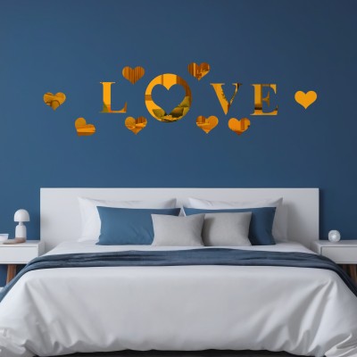 rawpockets 170 cm Love Quote Heart in Golden Mirror Sticker Self Adhesive Sticker(Pack of 1)