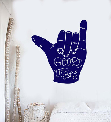 SnappyVinyl 36 cm Sign Good Vibes Hawaii Easy to apply Wall Sticker Self Adhesive Sticker(Pack of 1)