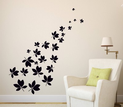 LANSTICK 45 cm Beautiful black flower wallsticker Self Adhesive Sticker(Pack of 1)