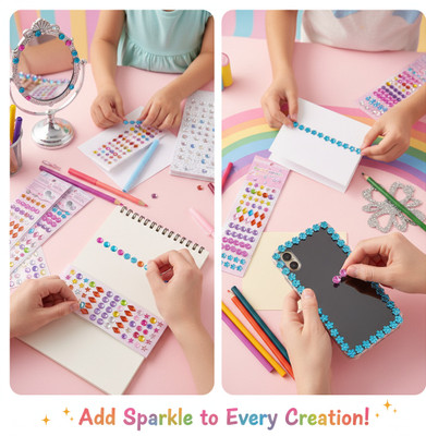 Awals Creations 1 cm Vibrant Crystal Craft Sticker Set Glow in the Dark Sticker(Pack of 5)