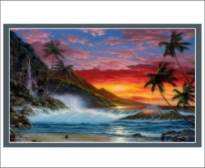 nirmal décor 48 cm Sun nature decorative with poster size (77x48) Self Adhesive Sticker(Pack of 1)