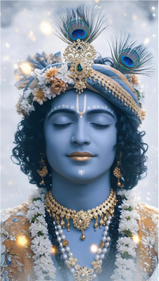 GLOBAL GRAPHICS 68 cm Lord Krishna Wall Sticker- Wall Poster Self Adhesive Sticker(Pack of 1)