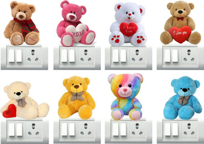 VCREATE DECOR 30 cm Teddy bear Removable Sticker(Pack of 8)