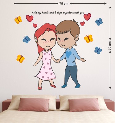 Zampyy 75 cm Hold My Hands| Wall Stickers |PVC Vinyl| Non-Reusable Sticker | Self Adhesive Sticker(Pack of 1)