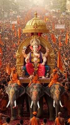 swaroopa 16.5 inch Shri Ganesha sticker Self Adhesive Sticker(Pack of 1)