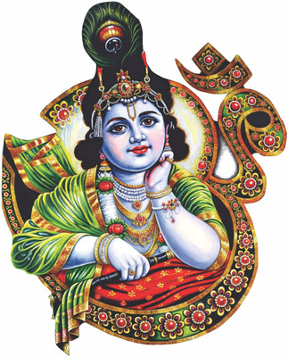 Riditcreation 58 cm Krishna ji Self Adhesive Sticker(Pack of 1)