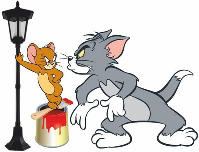 Varadvinayak 70 cm Distinct Tom & Jerry Wall Sticker, Size:- 70 cm X 45 cm Self Adhesive Sticker(Pack of 1)