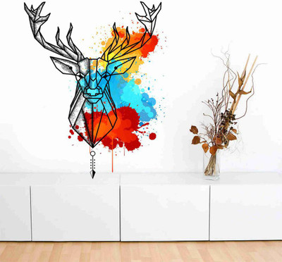 Stickerberry 50 cm Deer wall sticker for Home Decor 50 CM X 60 CM Self Adhesive Sticker(Pack of 1)