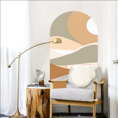 S3DESIGN 37 cm Boho Mountain Landscapes Self Adhesive Sticker(Pack of 1)