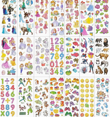 Super Easy 1 cm Scrapbooks Puffy Sticker Combo Assorted Cartoon for Kids Creative Craft Making Self Adhesive Sticker(Pack of 20)