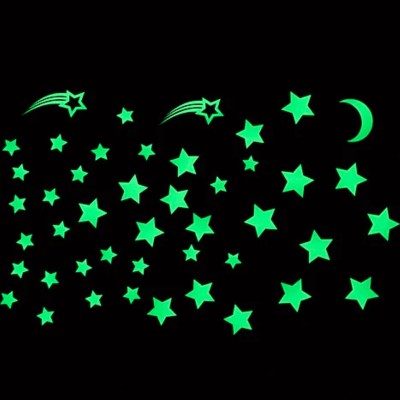 ThePrintlink 30 cm Glowing Sticker of Half moon and Star Pack of 150 Self Adhesive Sticker(Pack of 1)