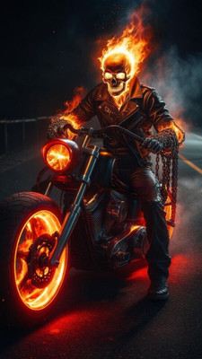 swaroopa 16.5 inch Ghost Rider A3 size non tearable sticker Self Adhesive Sticker(Pack of 1)