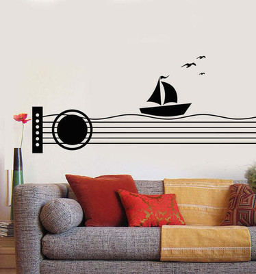 SnappyVinyl 30 cm Wave Gulls Guitar Strings Music Self Adhesive Sticker(Pack of 1)
